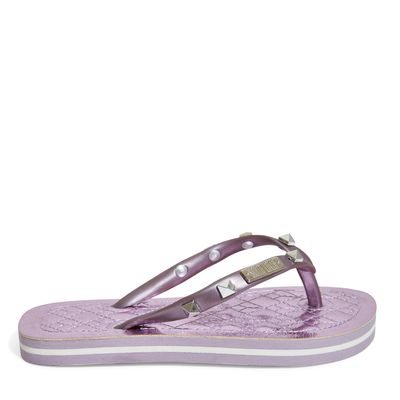 Flip Flop Infantil Rosa Metalizado Rebite