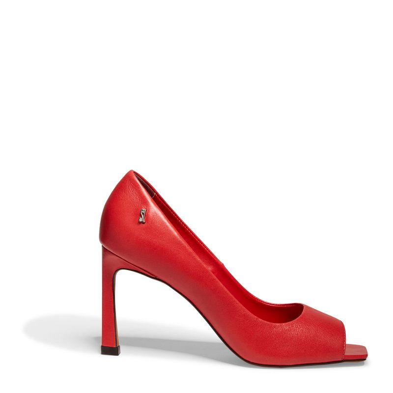 Sapato peep sale toe vermelho