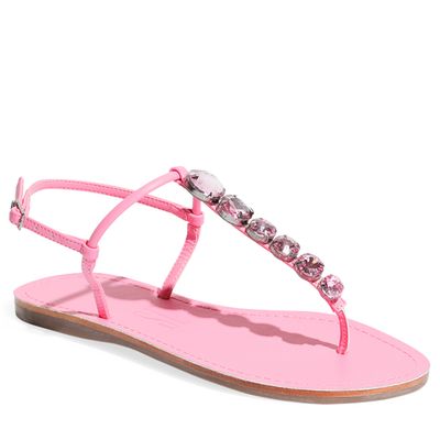Rasteira com Pedraria Rosa Azaleia