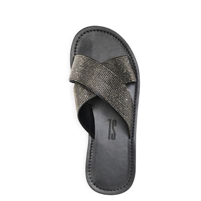 Slide Tiras Cruzadas e Strass