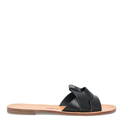 Rasteira Flat Tiras Entrelaçadas Couro Nobre Preto