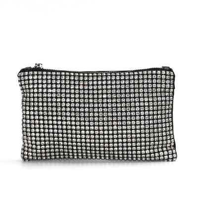 Bolsa Transversal Prata Malha Strass