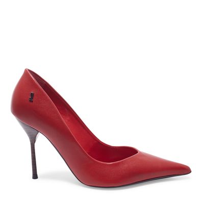 Scarpin Vermelho Couro Salto Fino