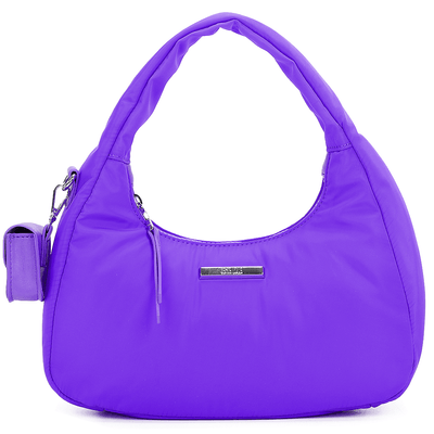 Bolsa Hobo de Nylon Roxo Neon