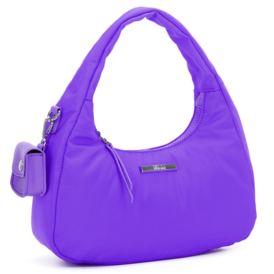Bolsa Hobo de Nylon Roxo Neon