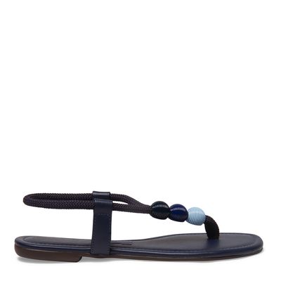 Sandália Rasteira Napa Santorine Azul Escuro