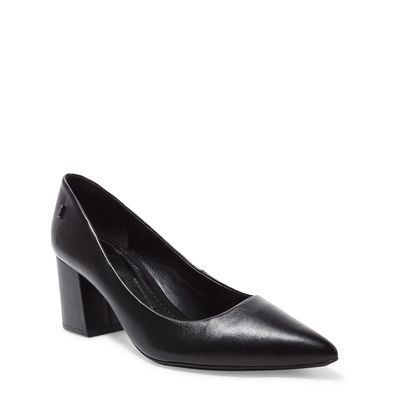 Scarpin Couro Pelica Soft Bico Fino Salto Bloco Preto