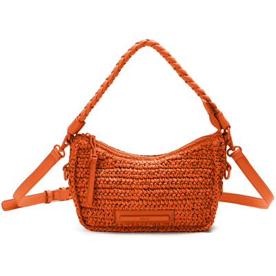 Bolsa de Ombro Ráfia Laranja Tangerina