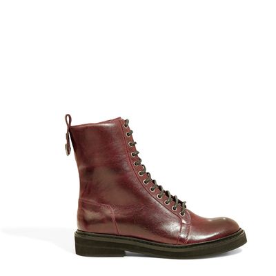 Bota Coturno Couro Vinho