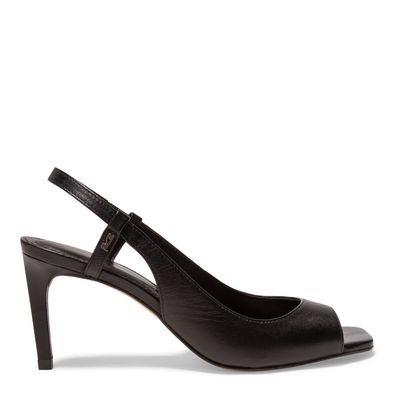 Peep Toe Couro Pelica Soft Preto