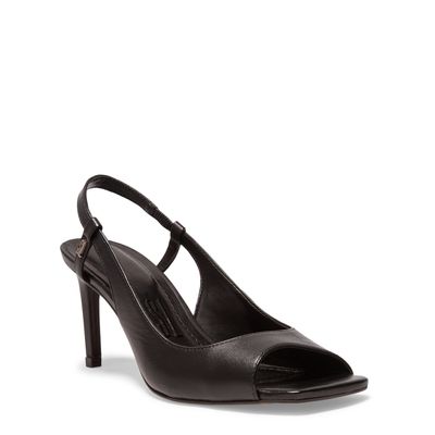 Peep Toe Couro Pelica Soft Preto