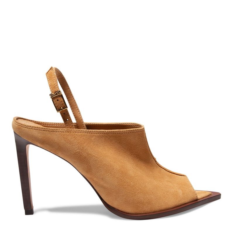 Peep Toe Couro Preto Salto Fino - Santa Lolla