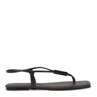 Rasteira Napa Preto Bico Quadrado
