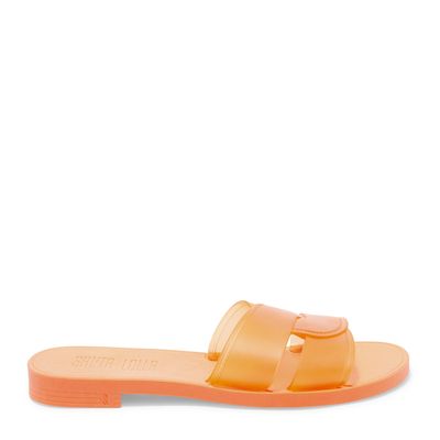 Rasteira Laranja Borracha Tiras Cruzadas