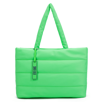 Bolsa Tote Maxi Puffer de Nylon Verde Neon