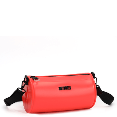 Bolsa Transversal Cilíndrica de Borracha Vermelho Chilli Neon
