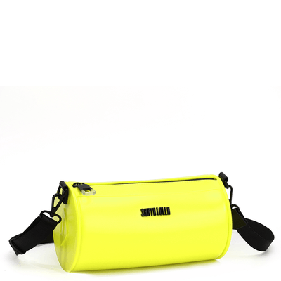 Bolsa Transversal Cilíndrica de Borracha Amarelo Neon Carnaval