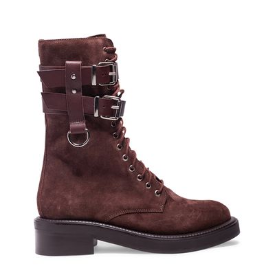 Bota Coturno Marrom Escuro Couro Cano Médio Fivelas