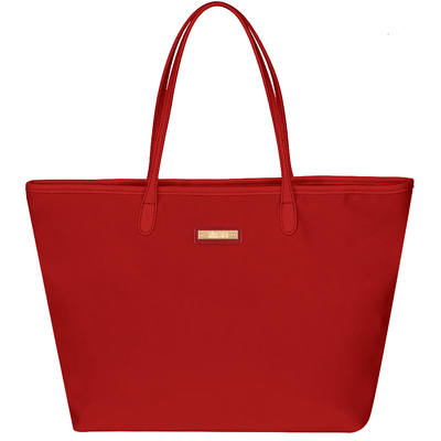 Bolsa Shopper Universitária de Nylon Vermelho com Logo Dourado