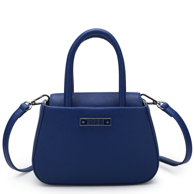 Bolsa Pequena Transversal Arredondada de Alça Azul Marinho