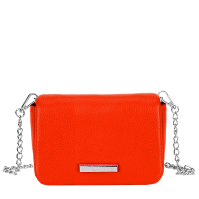 Bolsa Pochete Pequena Texturizada Laranja Neon de Alça de Corrente
