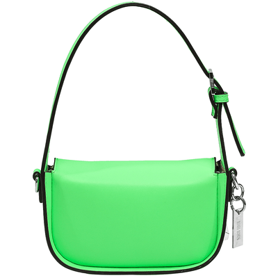 Bolsa Baguete Pequena Arredondada Verde Neon com Alça Transversal Removível