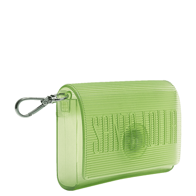 Porta Cartão Chaveiro de Borracha Verde Neon Jelly