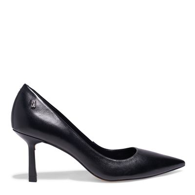 Scarpin Couro Pelica Soft Bico Fino Preto