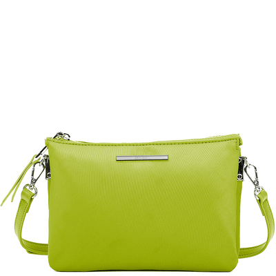 Bolsa Tiracolo Sanfonada Média de Nylon Transversal Verde