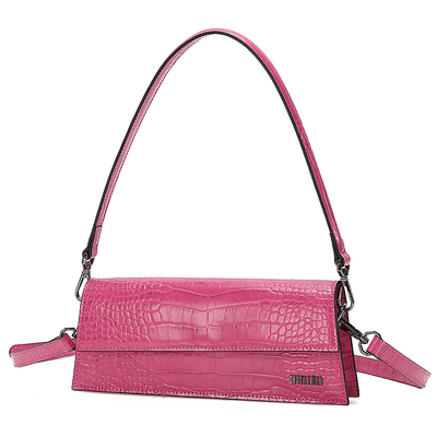 Bolsa Baguete Rosa Croco Triangular