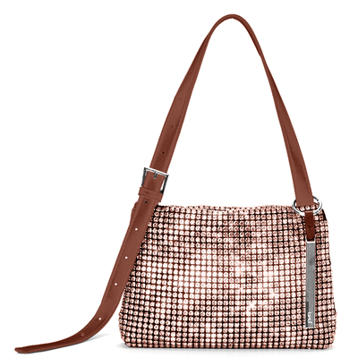 Bolsa Transversal Marrom Strass Pequena