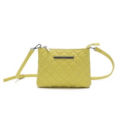 Bolsa Transversal Verde Limão Matelassê Alça Fina