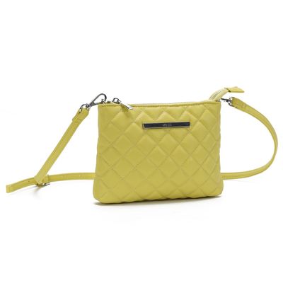 Bolsa Transversal Verde Limão Matelassê Alça Fina