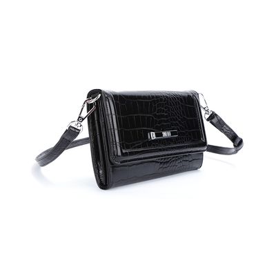 Bolsa Material Croco Preto