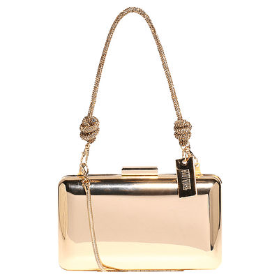 Bolsa Minaudiere Ouro Metal com Strass