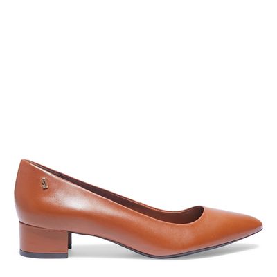 Sapato Scarpin Marrom Couro Salto Baixo