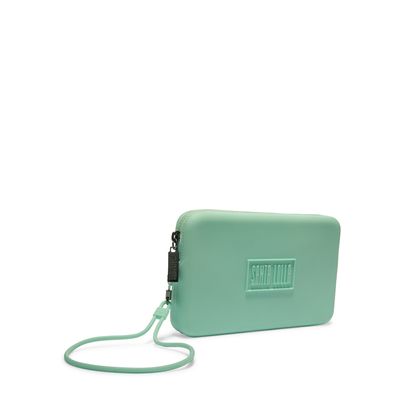 Bolsa Clutch Azul Borracha Alça Fina