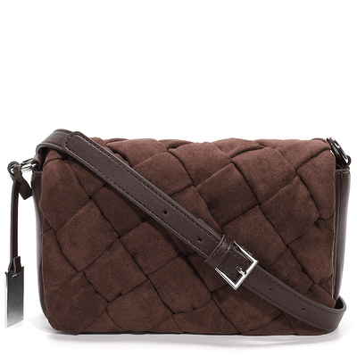 Bolsa transversal tressê de camurça marrom pinhão