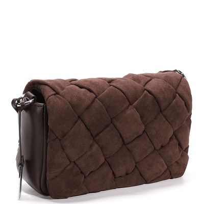 Bolsa transversal tressê de camurça marrom pinhão