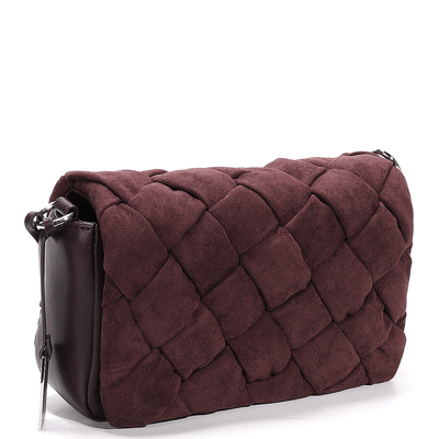 Bolsa transversal tressê de camurça vinho