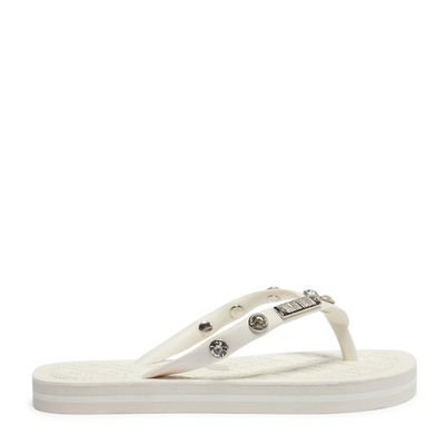Chinelo Flip Flop Infantil Off White Strass