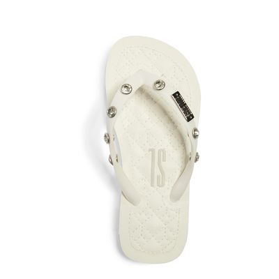 Chinelo Flip Flop Infantil Off White Strass