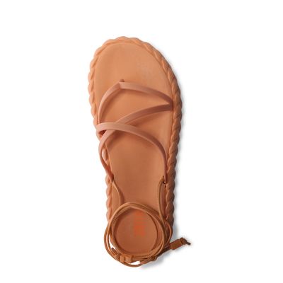 Sandália Papete Laranja Borracha Flat Trançada