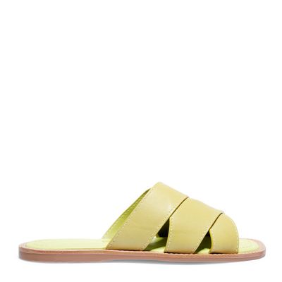 Rasteira Verde Couro Flat Tiras