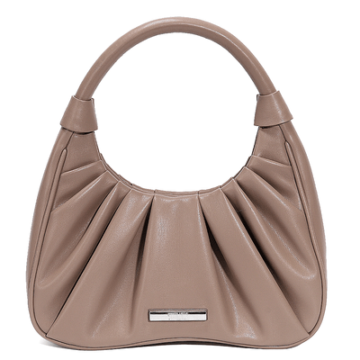 Bolsa de Ombro Hobo Pequena Drapeada Bege