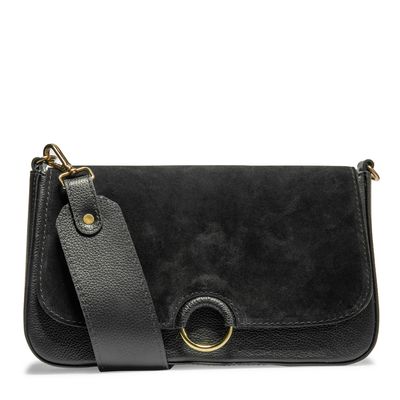 Bolsa Baguete Preta Couro