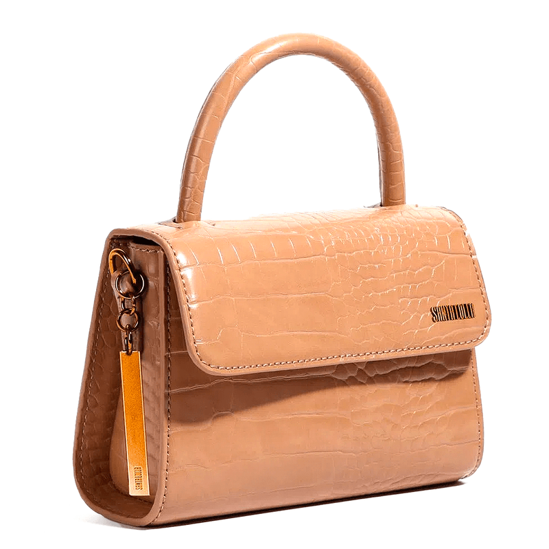 Croc-Effect Double Top Handle Structured Bag - ShopperBoard