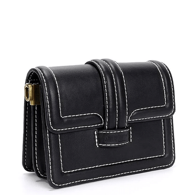 Bolsa Box Quadrada Preta Pesponto Alça Tiracolo