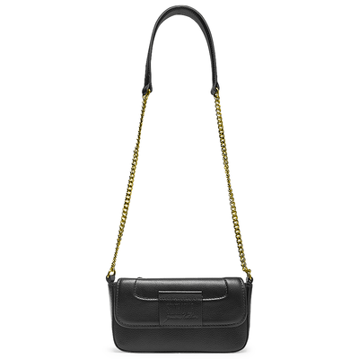 Bolsa Pequena Transversal Preta Couro - Linha Genuine Leather