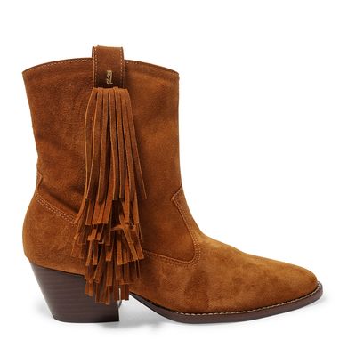 Bota Texana Marrom Couro com Franja